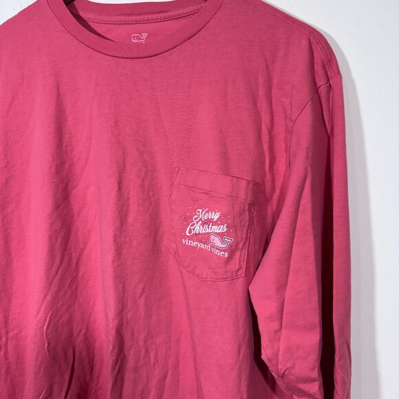 Vineyard Vines Merry Christmas Tree Boat Womens T-Shirt Size L Pink Holiday - Picture 2 of 5